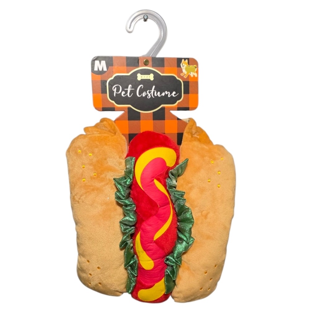 Woof Hot Dog Pet Dog Costume Ketchup Mustard Relish Size Medium Halloween New